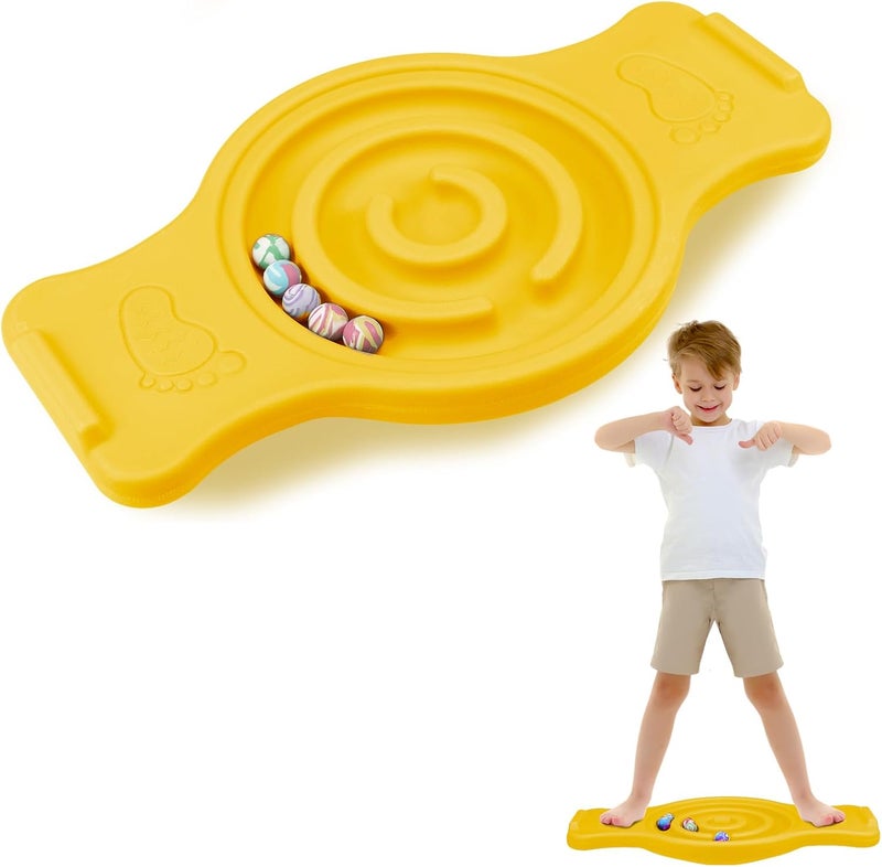Seenelling Maze Balance Board for Kids Plastic Wobble Rocker Balance Board with Mini Balls Load 220lb Balance Game with Handles for Toddler Balancing Exercise Equipment Game, 24.5 x 11.8 Inch - Image 1